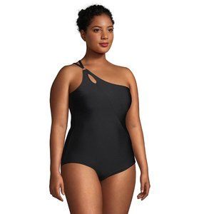 NWT Lands' End Women's Tummy Control One Shoulder Swimsuit Size 2 $100 5B420